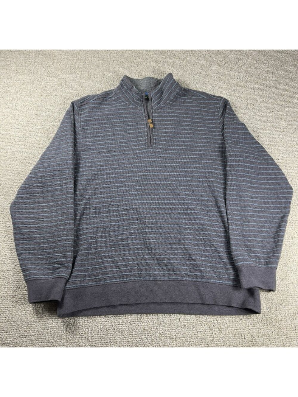 Orvis 1/4 Zip Pullover Striped Sweater Sweatshirt Gray Men’s Size Large